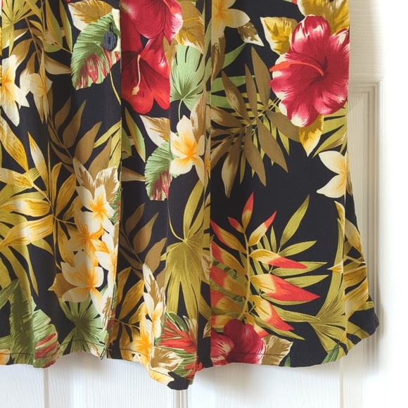 White Stag Y2K Vintage Tropical Floral Sleeveless Button Front Midi Shift Dress - Picture 8 of 12